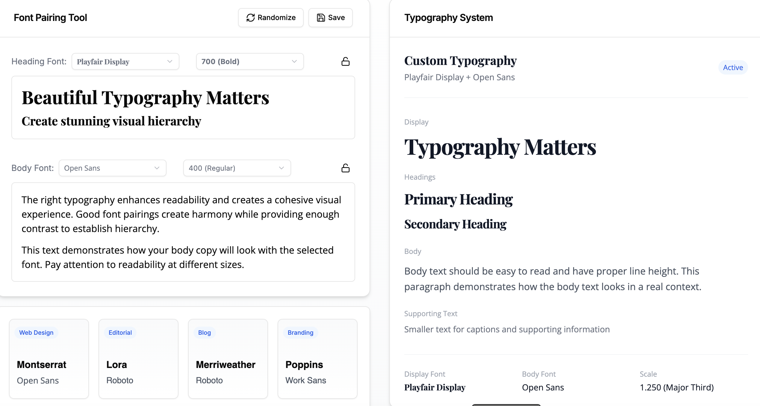 Font Pairing Tool